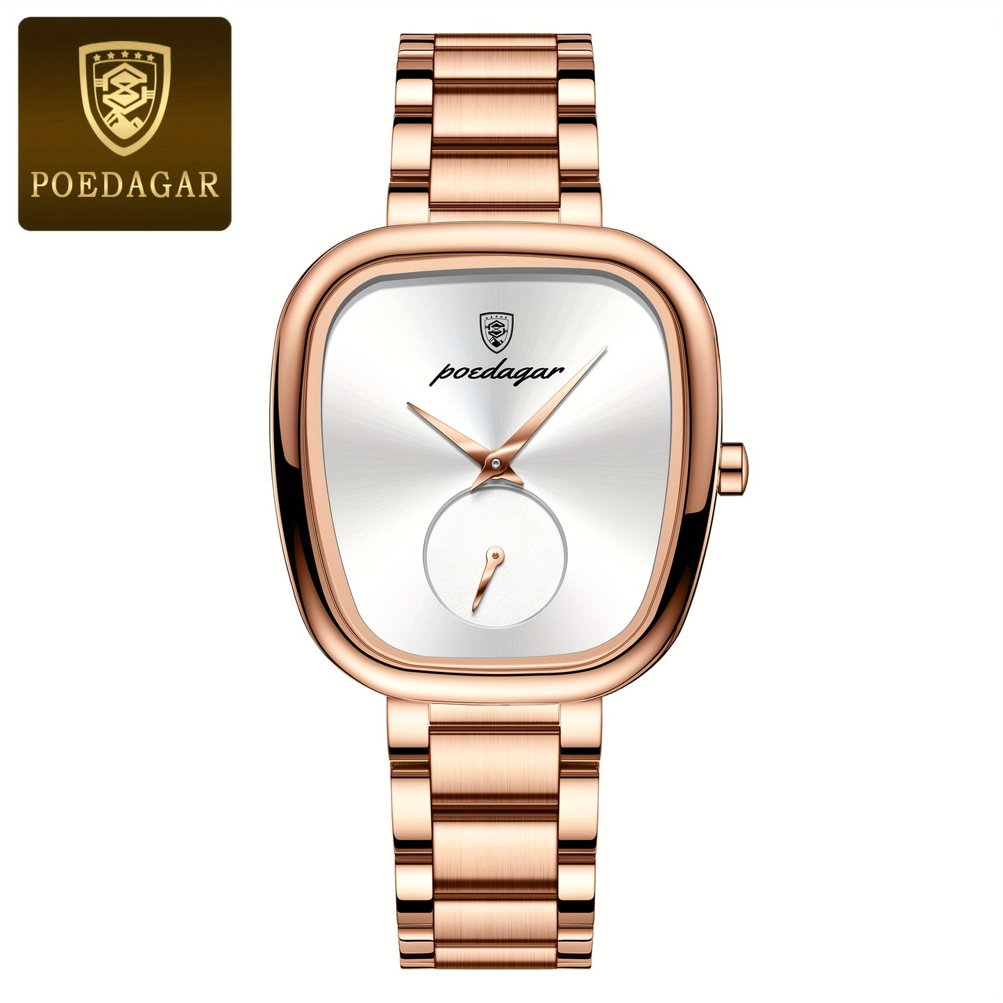 POEDAGAR Quartz Watch, Stainless Steel Strap, Analog Display, Electronic Movement, Fashionable And Elegant Design For Women