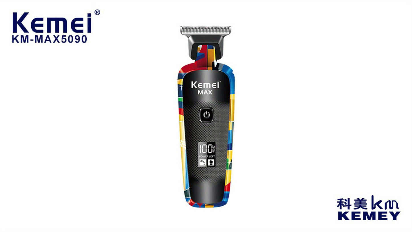 KEMEI K-MAX5090 Professional Hair Clippers, USB Rechargeable with LED Digital Display, Stainless Steel Blade, Long Battery Life, Stylish Graffiti Design, for Barbershop Use, Men'S Essential