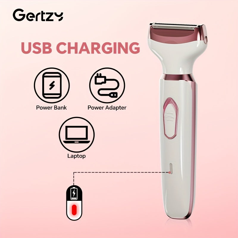 4-in-1 Rechargeable Electric Razor for Women - Face, Nose, Legs, Underarm, Bikini Trimmer - Wet & Dry, Painless Grooming Kit - Portable & Rechargeable