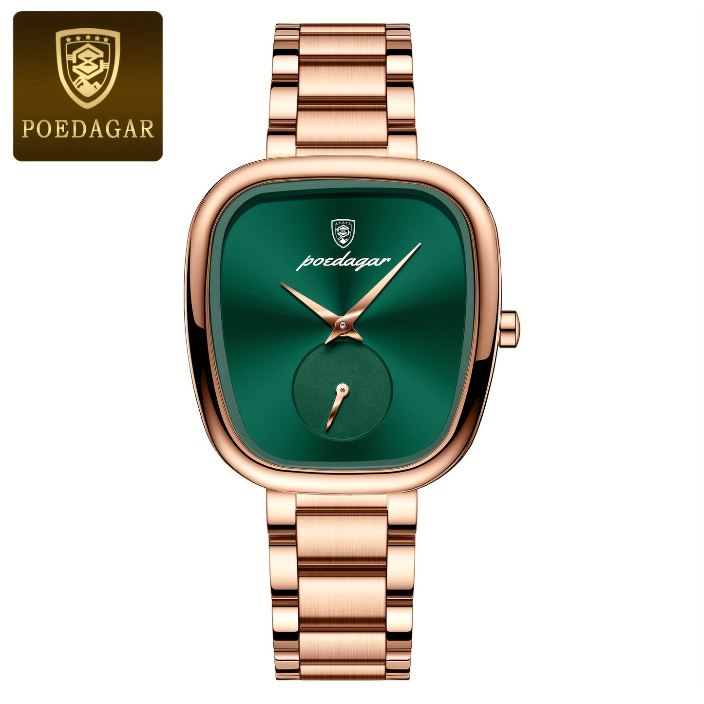 POEDAGAR Quartz Watch, Stainless Steel Strap, Analog Display, Electronic Movement, Fashionable And Elegant Design For Women