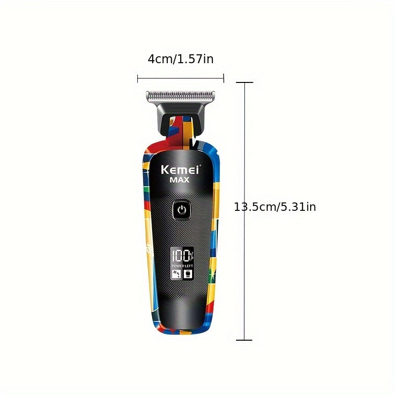 KEMEI K-MAX5090 Professional Hair Clippers, USB Rechargeable with LED Digital Display, Stainless Steel Blade, Long Battery Life, Stylish Graffiti Design, for Barbershop Use, Men'S Essential