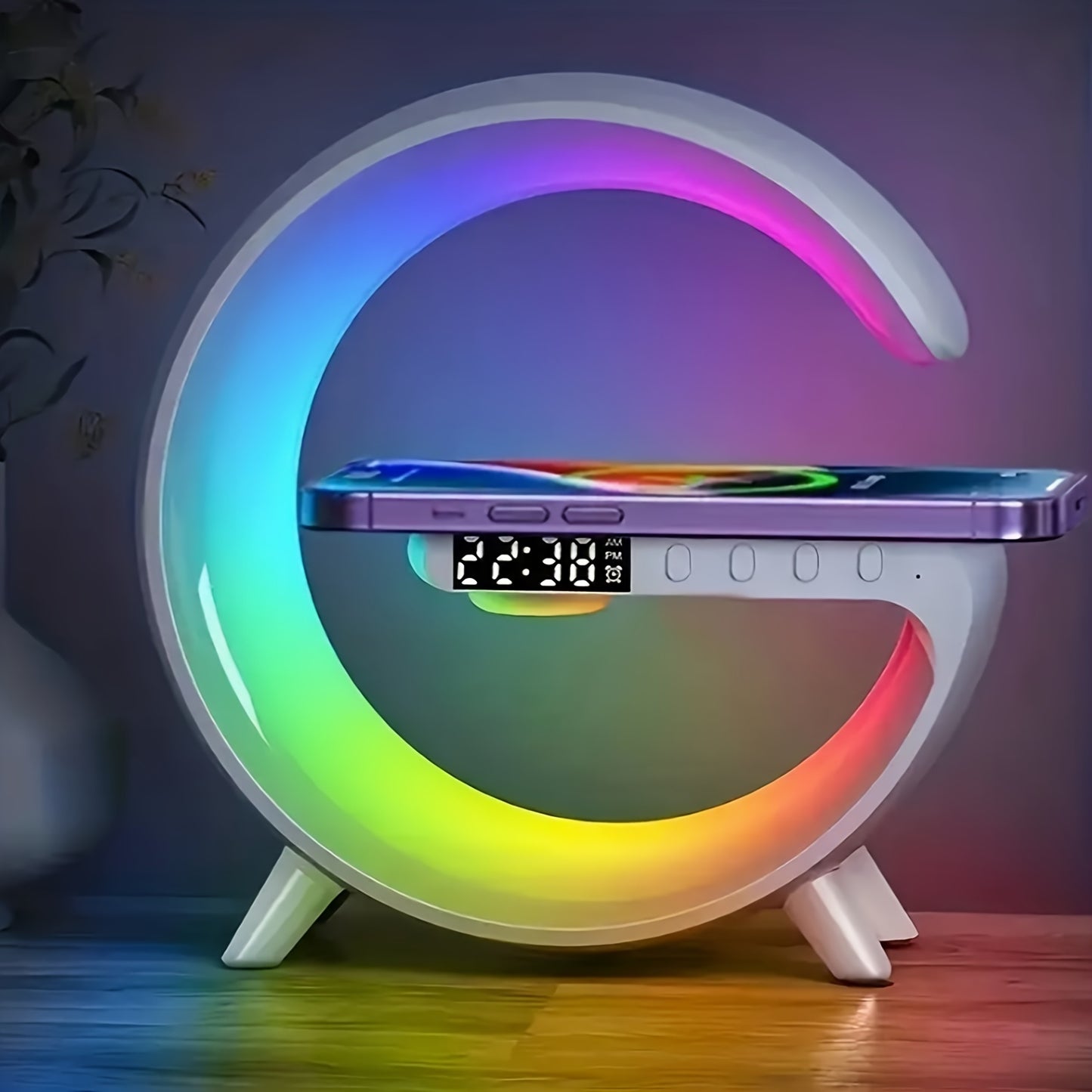 Kouzone Wireless Speaker with Sunrise Alarm, RGB Rhythm Light, Fast Charging - Tabletop 5.1 Surround Sound, Button Control, USB Type-C, Non-Waterproof, for Smartphones/Tablets, 300mAh Lithium Polymer Battery, 5-10W Output