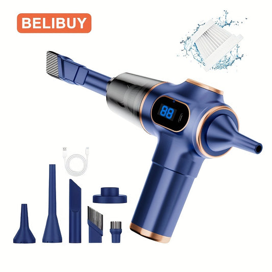 BELIBUY Wireless Handheld Vacuum Cleaner with 4000mAh Rechargeable Lithium Battery, USB Charging, 3.2KPa Suction, Cordless Portable Vacuum for Car, Office, Home with Dusting Brush, Crevice Tool, Edge Brush, Cloth Filter - Inc