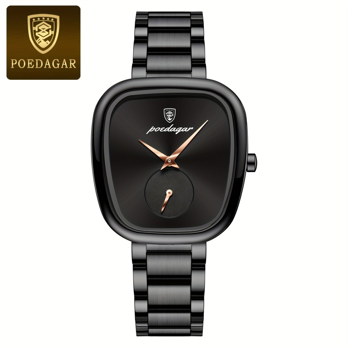 POEDAGAR Quartz Watch, Stainless Steel Strap, Analog Display, Electronic Movement, Fashionable And Elegant Design For Women