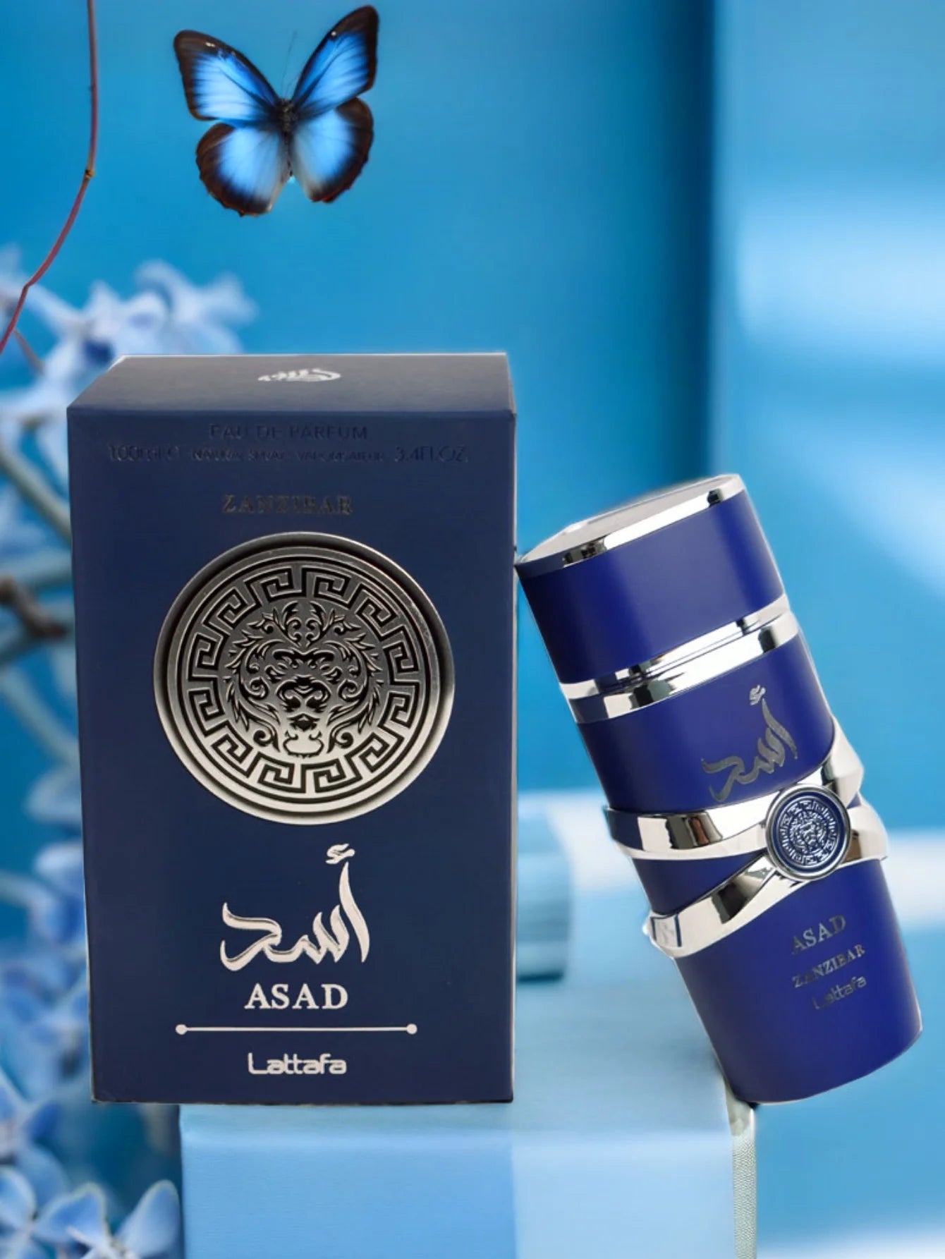 Lattafa Asad Zanzibar Blue Edition For Men Eau de Parfum Spray 3.4 Ounce Spicy Fragrance Warm Note Of Vanilla Christmas Gift