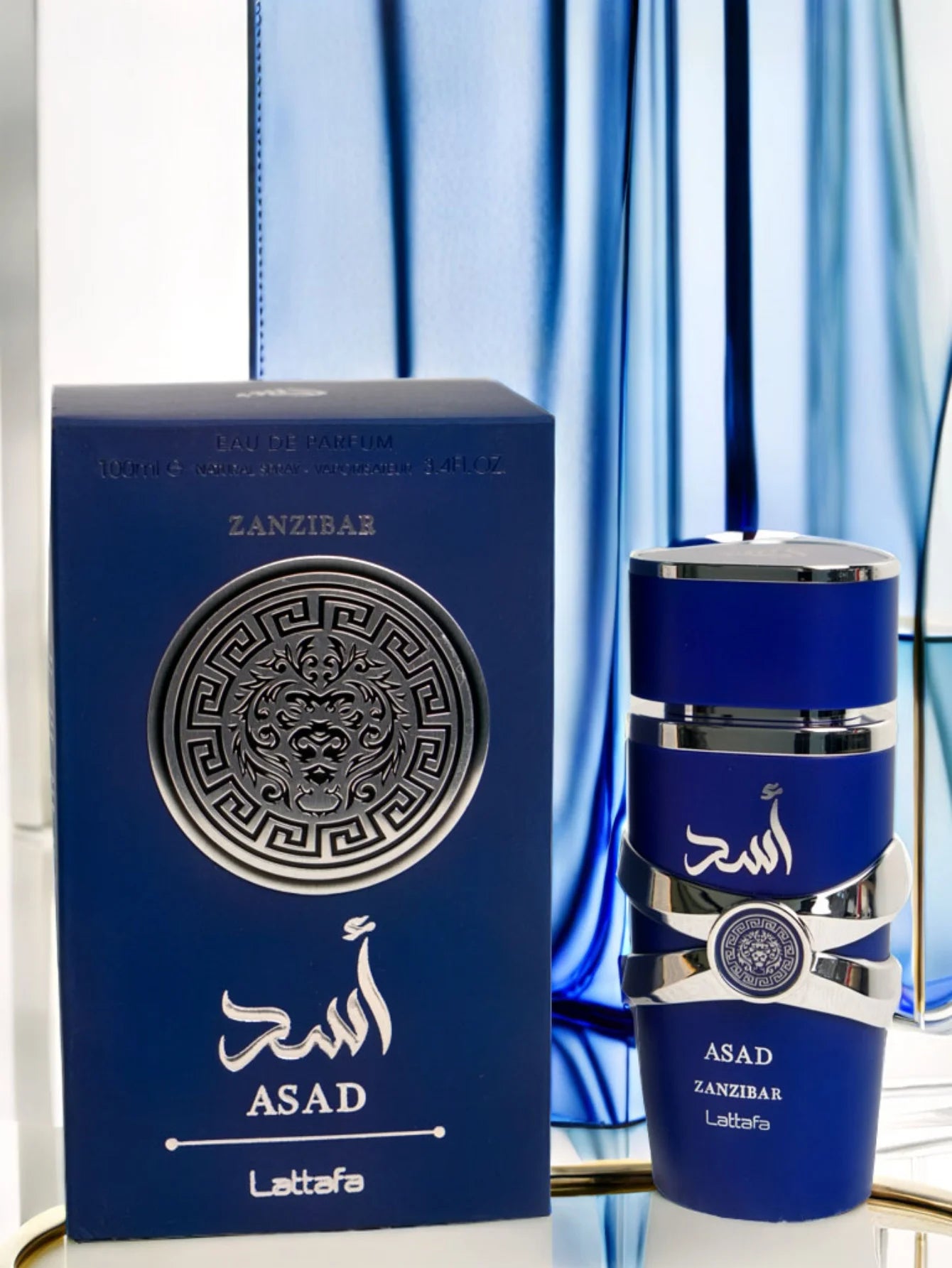 Lattafa Asad Zanzibar Blue Edition For Men Eau de Parfum Spray 3.4 Ounce Spicy Fragrance Warm Note Of Vanilla Christmas Gift