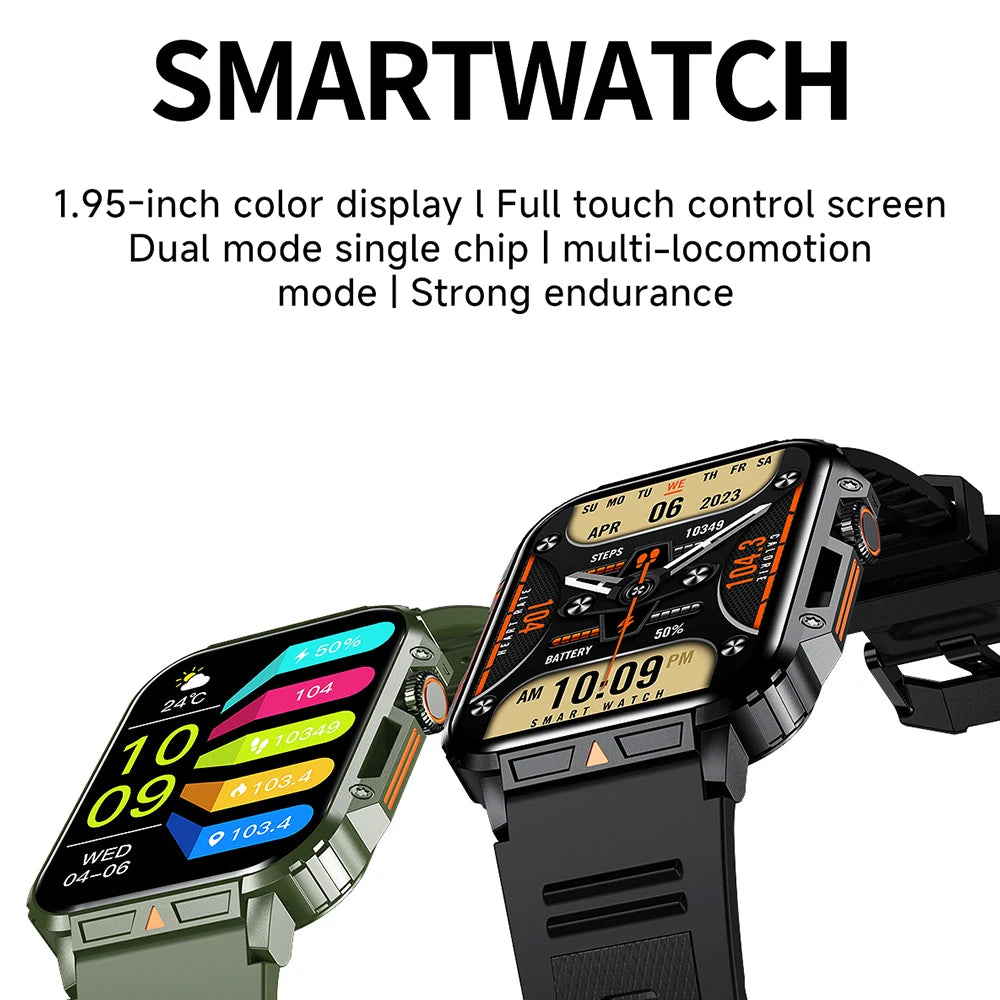 Smartwatch 1.95'' IPS Screen Health Monitoring 340 Big Battery IP68 Waterproof Sport Fitness Android IOS for Men