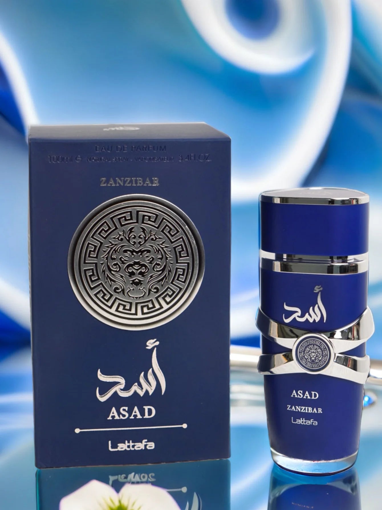 Lattafa Asad Zanzibar Blue Edition For Men Eau de Parfum Spray 3.4 Ounce Spicy Fragrance Warm Note Of Vanilla Christmas Gift