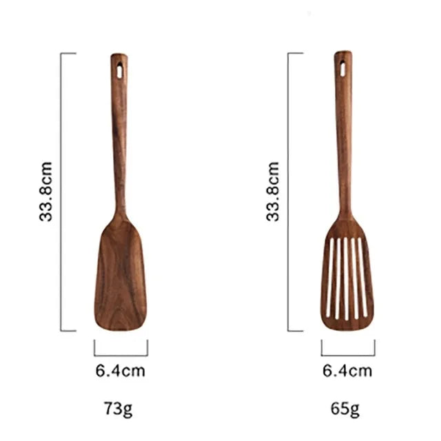 1-9Pcs/set Wooden Kitchen Utensils Set,  Wooden Spoons for Cooking, Utensils,Natural Teak Wooden Spoons For Non-stick Pan Gift