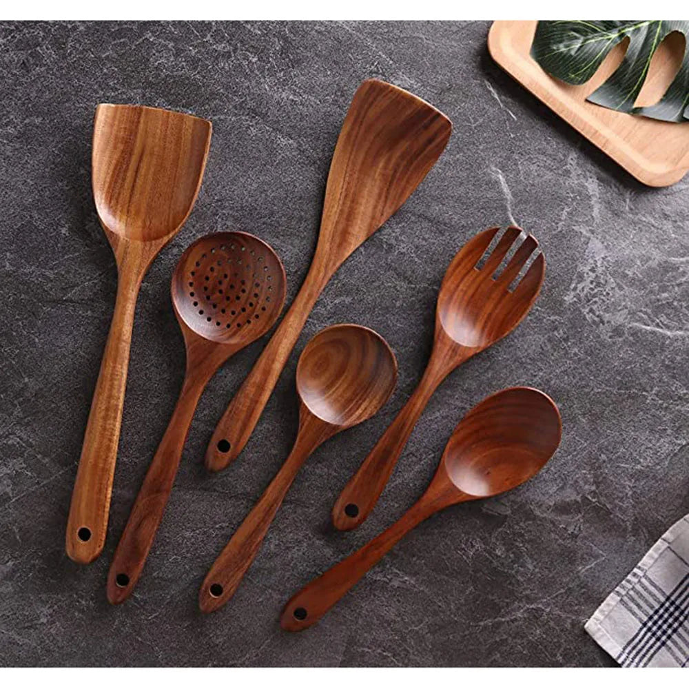 Kitchen Utensils Set,Wooden Cooking Utensil Set Non-stick Pan Kitchen Tool Wooden Cooking Spoons and Spatulas Wooden Spoons