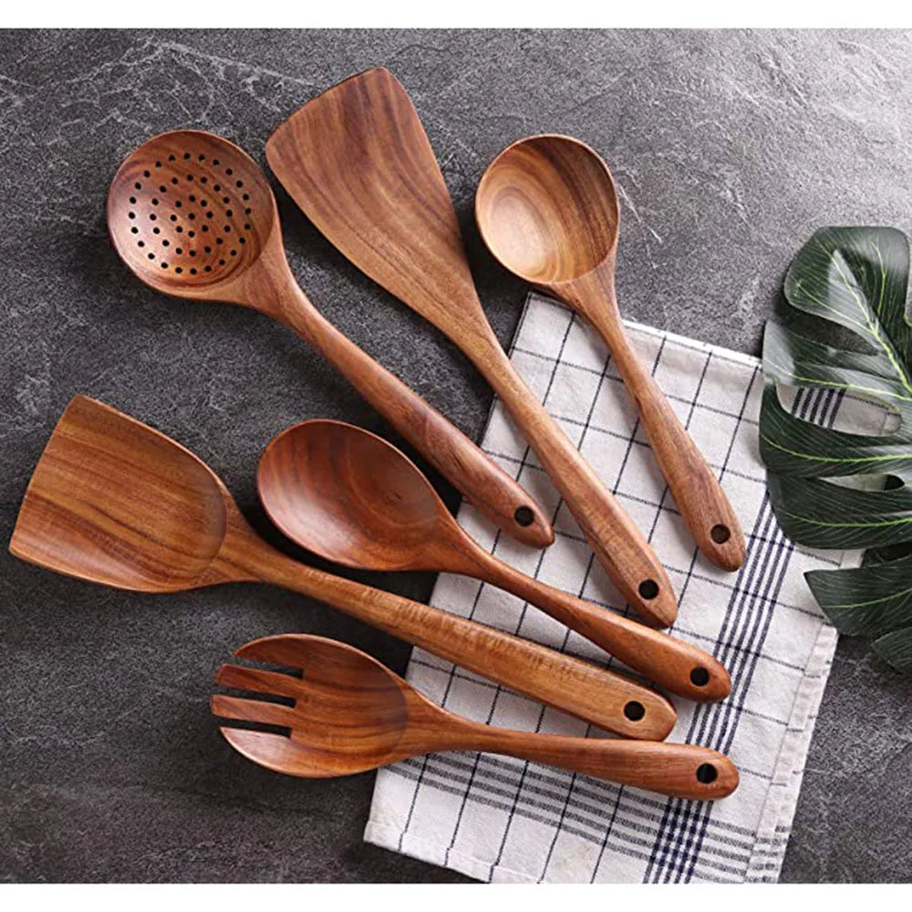 Kitchen Utensils Set,Wooden Cooking Utensil Set Non-stick Pan Kitchen Tool Wooden Cooking Spoons and Spatulas Wooden Spoons