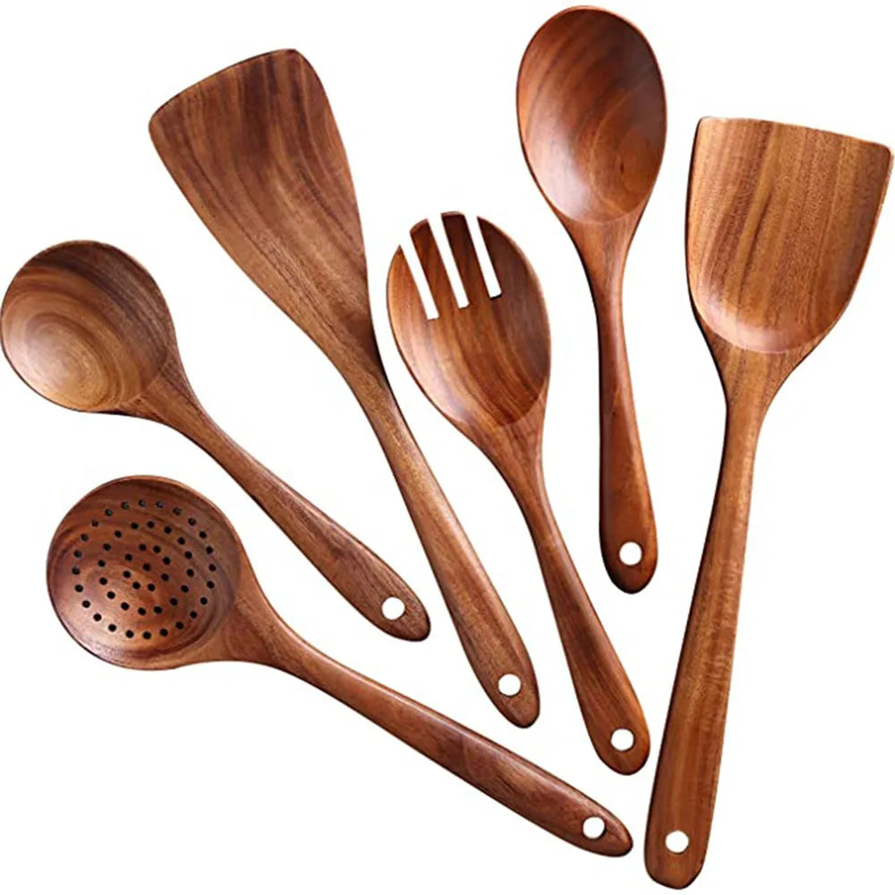 Kitchen Utensils Set,Wooden Cooking Utensil Set Non-stick Pan Kitchen Tool Wooden Cooking Spoons and Spatulas Wooden Spoons