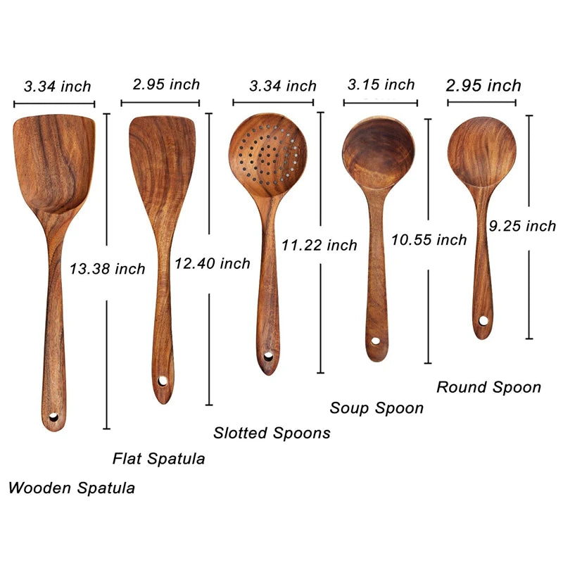 1-7 pieces/set teak tableware spoon Colander spoon Special nano soup skimming Cooking spoon Wooden kitchen accessory kit