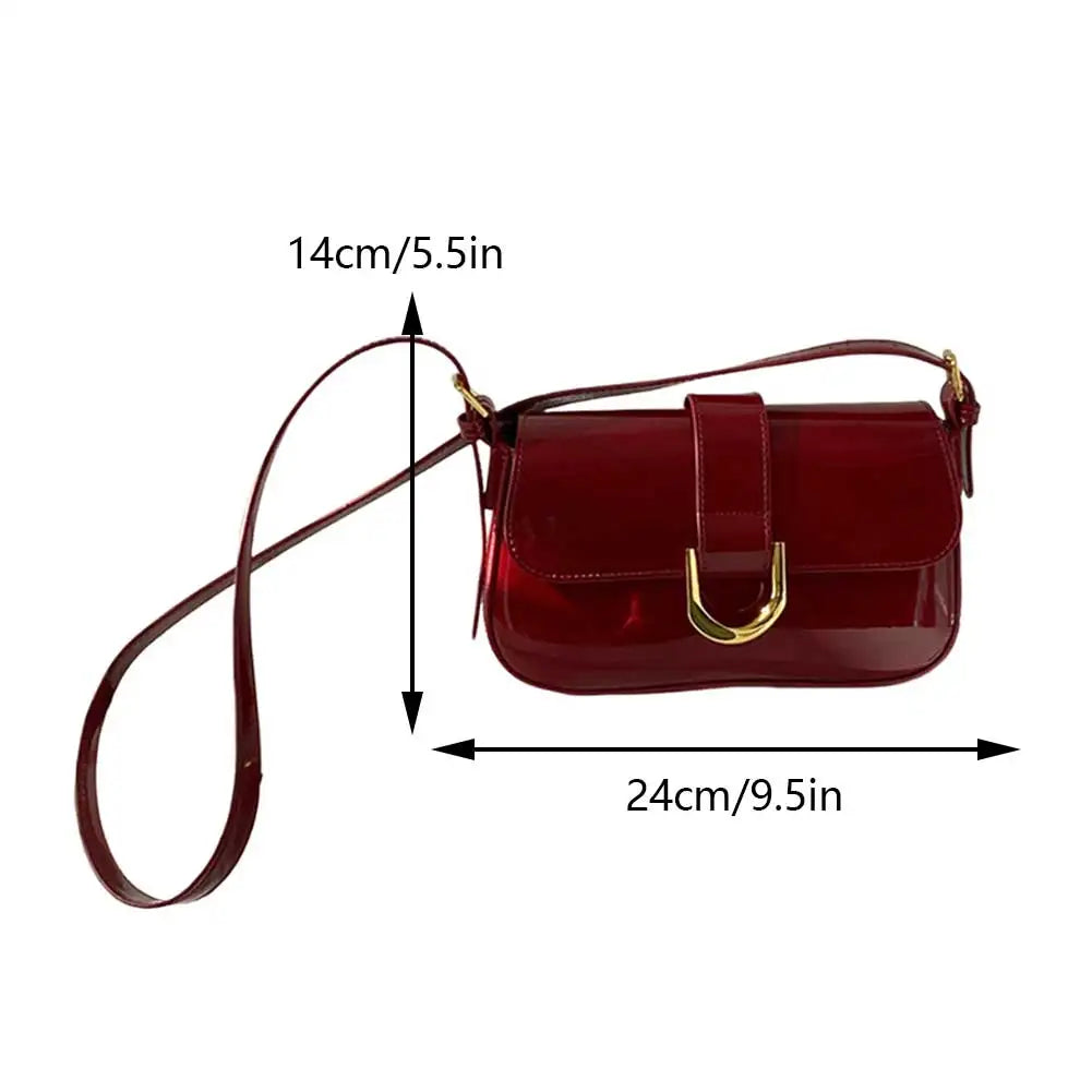 Women Messenger Bag Fashion Patent Leather Shoulder Bag Retro Armpit Bag Luxury Flap Crossbody Bag Sling Bag Girl Stylish Purse