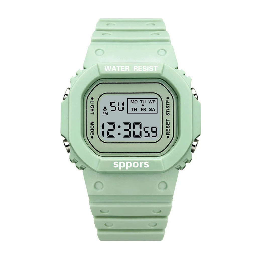 YIKAZE Sports Watch Boys Girls Student LED Electronic Watch Colorful Men Women Square Digital Watches Waterproof Rubber Clock