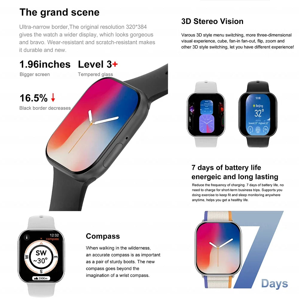 2025 New For Apple DT Watch 10 Smart Watch Men HD AMOLED 4GB Memory Music 3D Surround Bluetooth Call Waterproof Smartwatch Woman