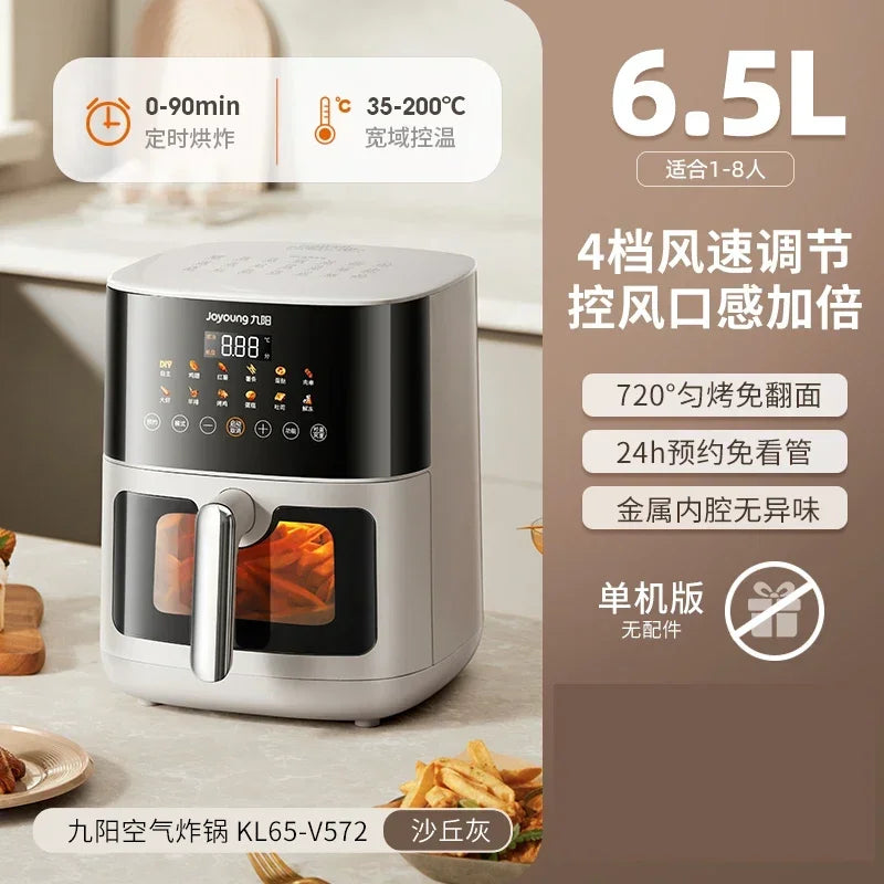 Joyoung deep fryer Smart Visual air fryers 6.5L Large capacity Air fryer Low fat oil free Automatic airfryer Home appliance 220V