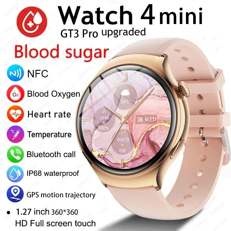 For Huawei GT4 Mini Smart Watch Women 360*360 AMOLED HD Screen NFC IP68 Waterproof Heart Rate Health Monitor Smartwatch 2024 New