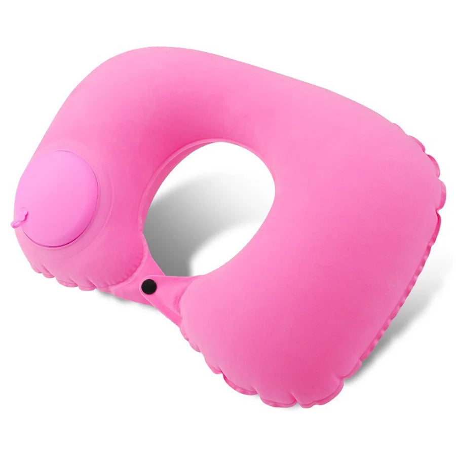 Flocking Inflatable Portable Neck Pillow That Can Be Stored And Self Filled Suitable For Outdoor Travel Business Trips camping