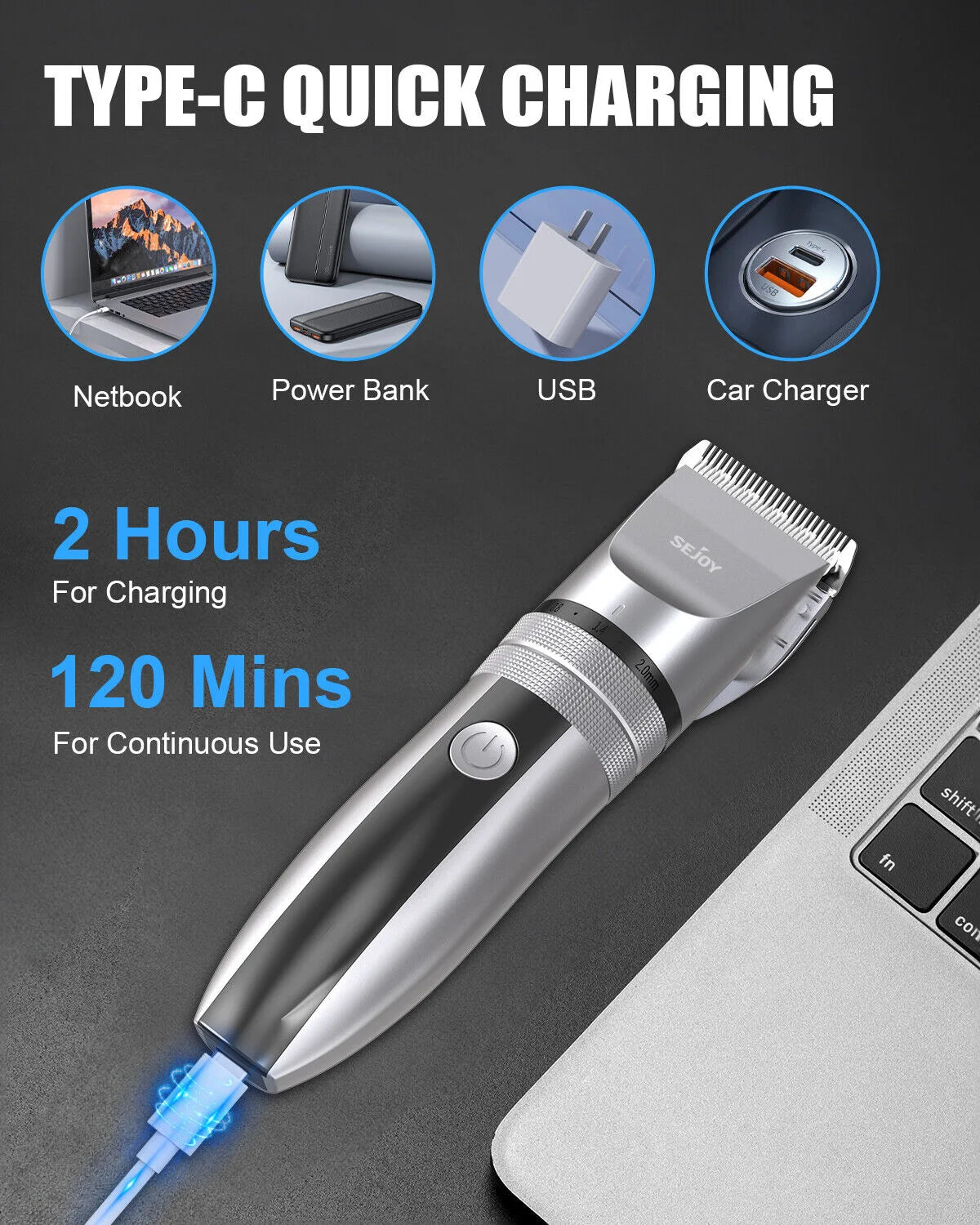 SEJOY Professional Trimmer Hair Clippers Cutting Beard Cordless Shaving Machine