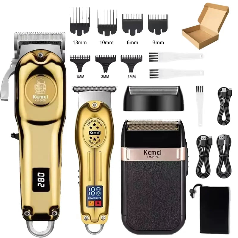 Kemei KM-2628 KM-678 KM-2024 Professional Electric Hair Clippers Beard Clipper Rechargeable Men's Shaver Hair Trimmer Kit Men