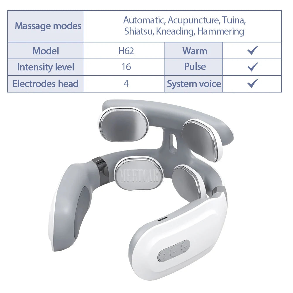 TENS Pulse Back Neck Massage Wireless Smart Sholder Cervical Massager Heating Relief  Pain Muscle Punch Beating Health