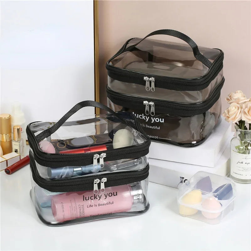 Waterproof Transparent PVC Bath Cosmetic Bag Women Make Up Case Travel Zipper Makeup Beauty Wash Organizer Toiletry Storage Kit