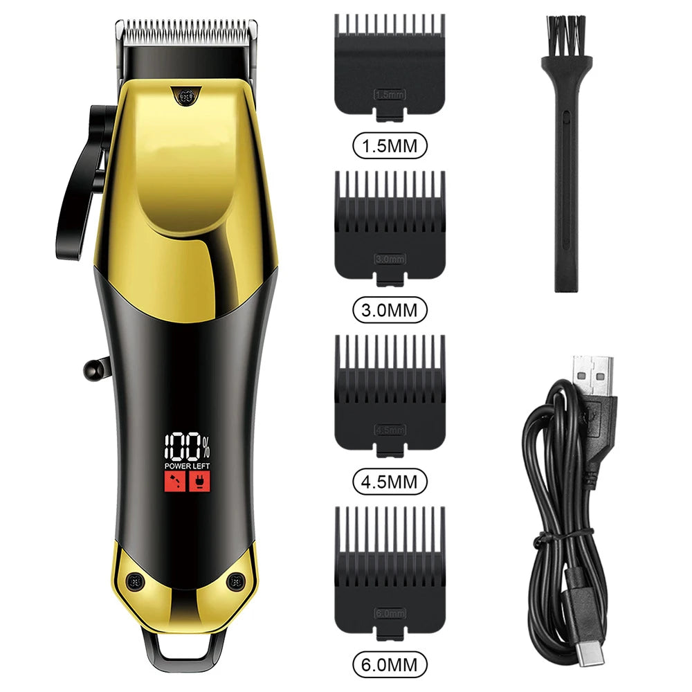 USB Rechargeable Hair Clippers for Men, Three-piece Set with Oil Head and Electric Trimmers, Ideal for Home Use