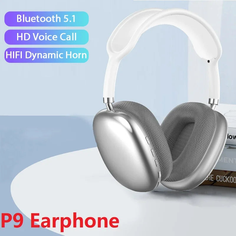 New P9 Wireless Bluetooth Headphones Noise Cancelling with Microphone Pods Over Ear Sports Gaming Headset for Apple iPhone