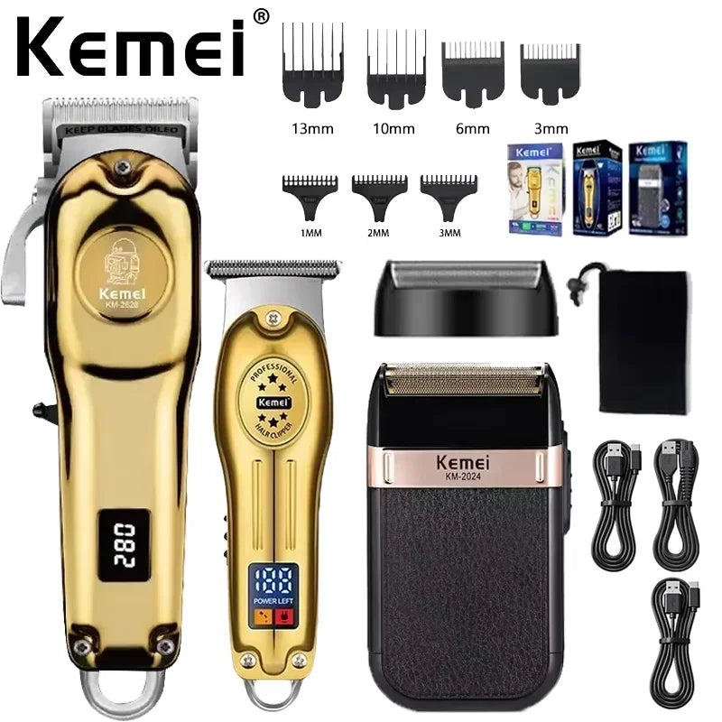 Kemei KM-2628 KM-678 KM-2024 Professional Electric Hair Clippers Beard Clipper Rechargeable Men's Shaver Hair Trimmer Kit Men