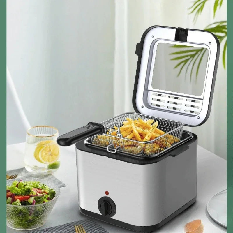 Electric Deep Fryer Mini Deep Fat Fryer Smart Home Fryer Large Capacity Oil-free French Fries Machine//1.5L