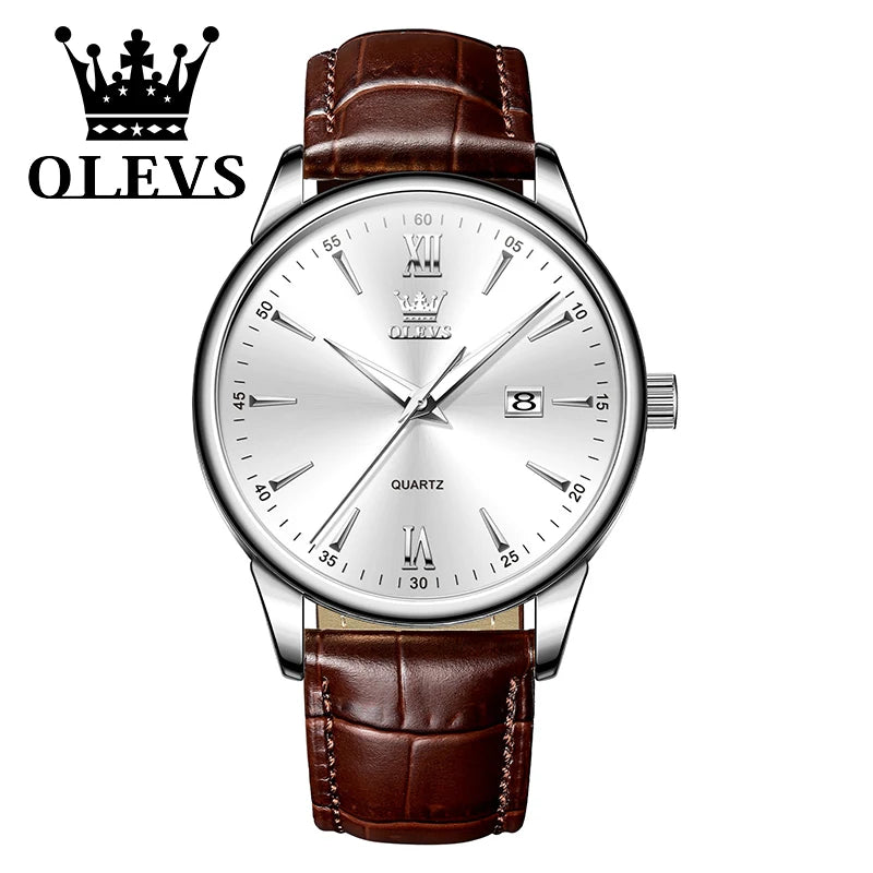 OLEVS Luxury Men's Watches High Quality Fashion Leather Watch For Men Waterproof Original Classic Quartz Wristwatch Reloj Hombre