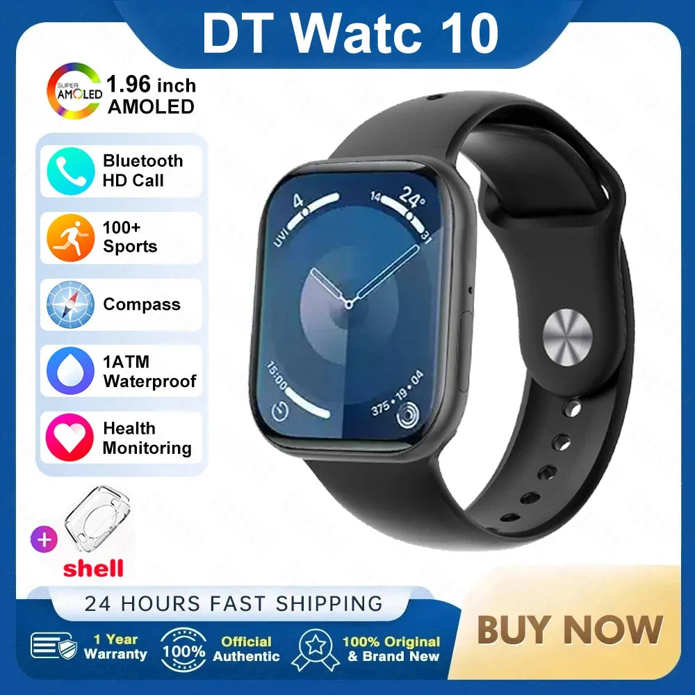 2025 New For Apple DT Watch 10 Smart Watch Men HD AMOLED 4GB Memory Music 3D Surround Bluetooth Call Waterproof Smartwatch Woman