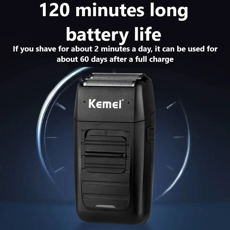 Kemei-1102 Rechargeable Cordless Shaver For Men Beard Shaver Machine Twin Blade Face Care Multifunction Strong Trimmer