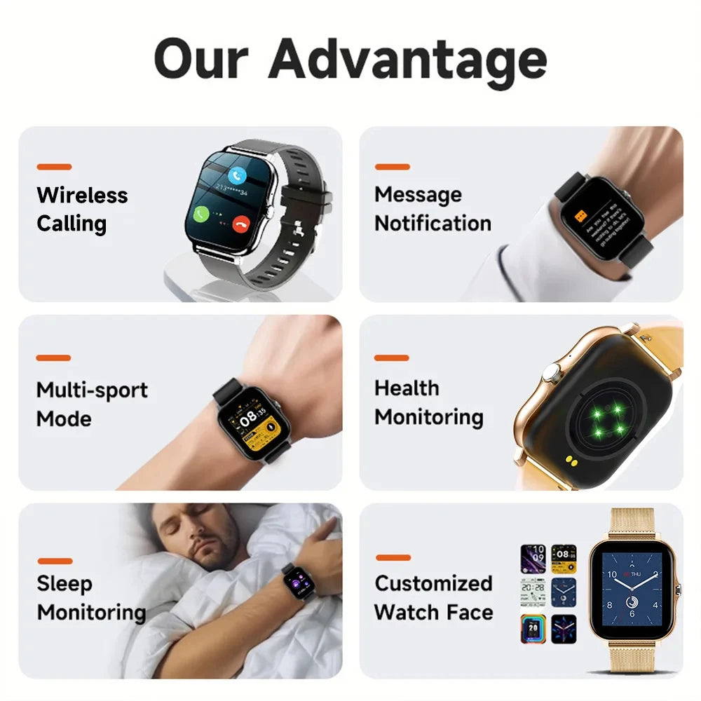 2024 Smart Watch For Men Women Gift Full Touch Screen Sports Fitness Watches Bluetooth Calls Digital Smartwatch Wristwatch NEW