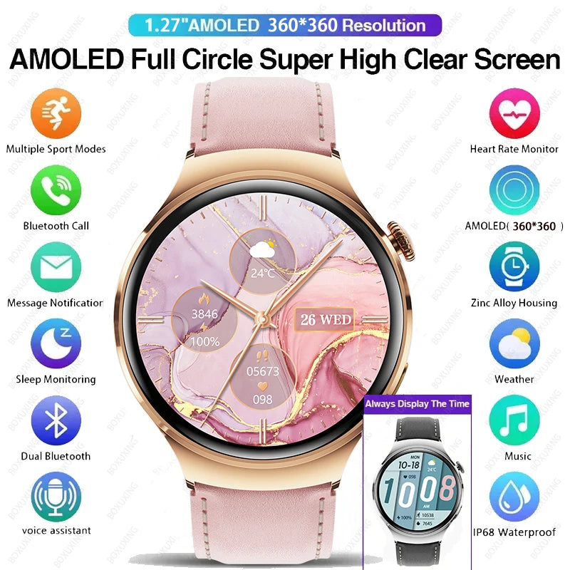 For Huawei GT4 Mini Smart Watch Women 360*360 AMOLED HD Screen NFC IP68 Waterproof Heart Rate Health Monitor Smartwatch 2024 New