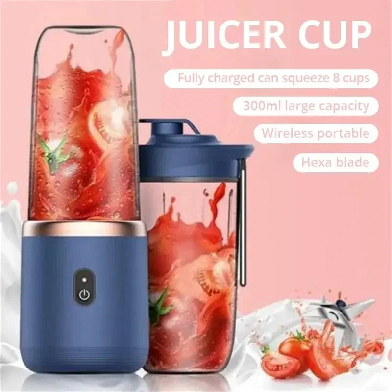 1/2 pc Blue/Pink Portable Small Electric Juicer Stainless Steel Blade Cup Juicer Fruit Automatic Smoothie Blender Kitchen Tool