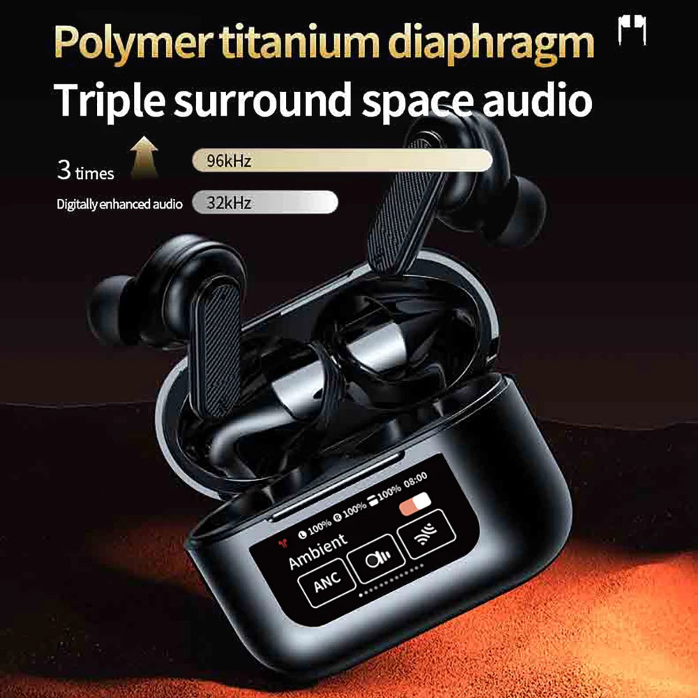 LCD Touch Screen Headsets Bluetooth 5.4 Headphones Wireless Earphones HiFi Stereo Noise Reduction Equalizer Super Bass Earbuds