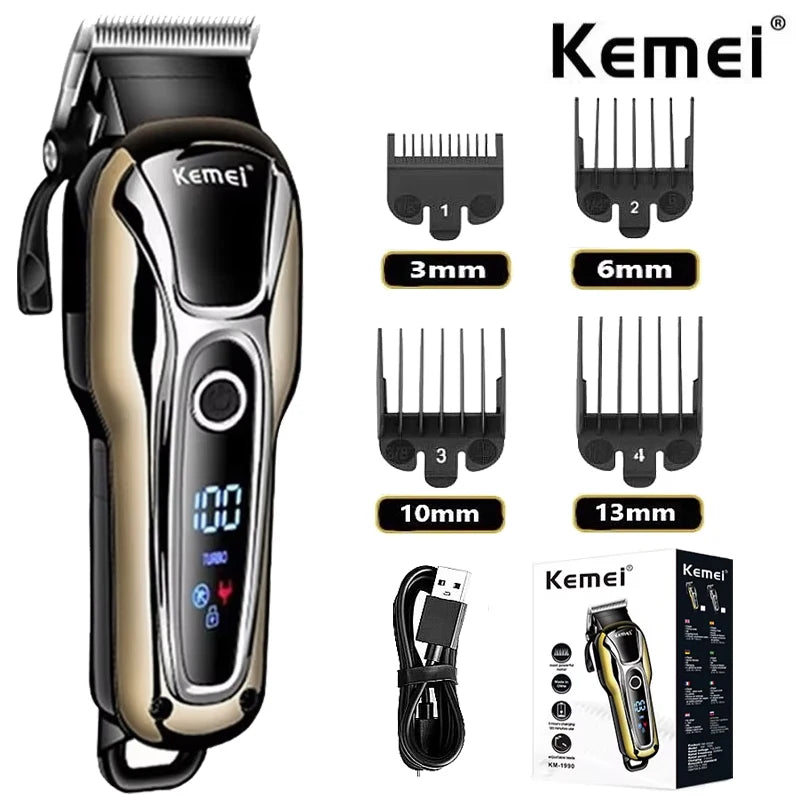 Kemei 1990 new hair clipper professional hair clipper men's hair clipper electric trimmer LCD display hair clipper Almighty set