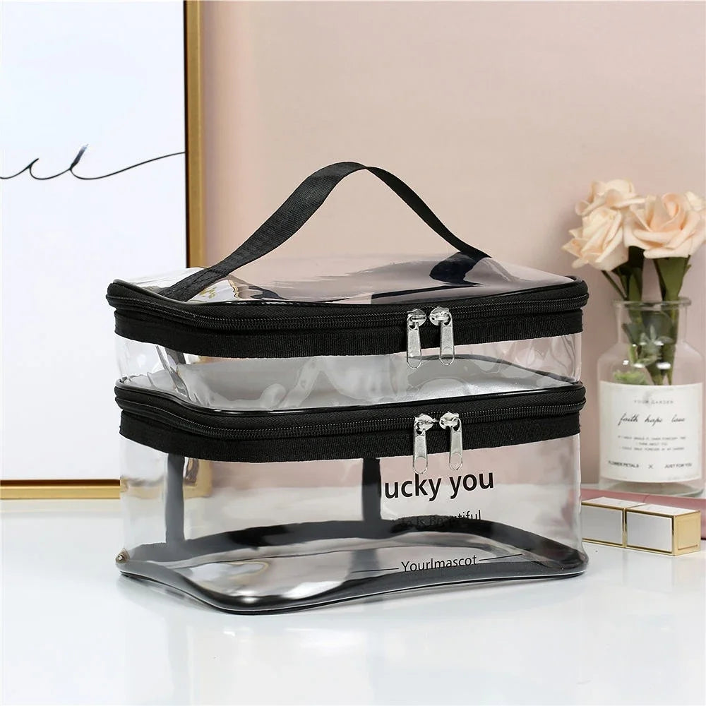 Waterproof Transparent PVC Bath Cosmetic Bag Women Make Up Case Travel Zipper Makeup Beauty Wash Organizer Toiletry Storage Kit