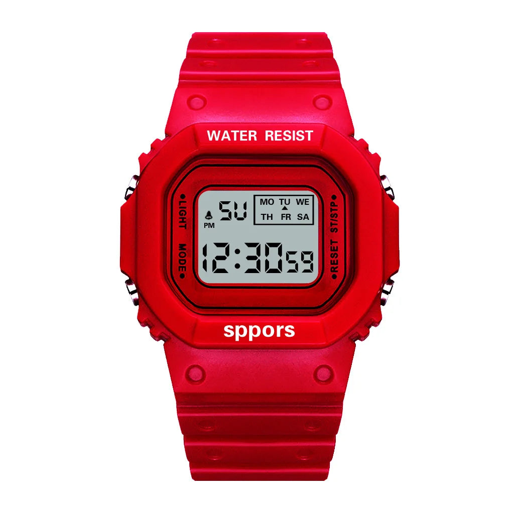 YIKAZE Sports Watch Boys Girls Student LED Electronic Watch Colorful Men Women Square Digital Watches Waterproof Rubber Clock