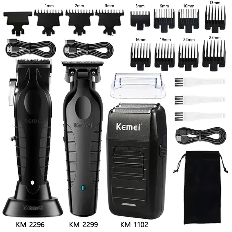 Kemei Hair Clipper Kit KM-2296 KM-2299 KM-1102 Men's Electric Hair Trimmer Machine Professional Hair Cutting Machine Clipper