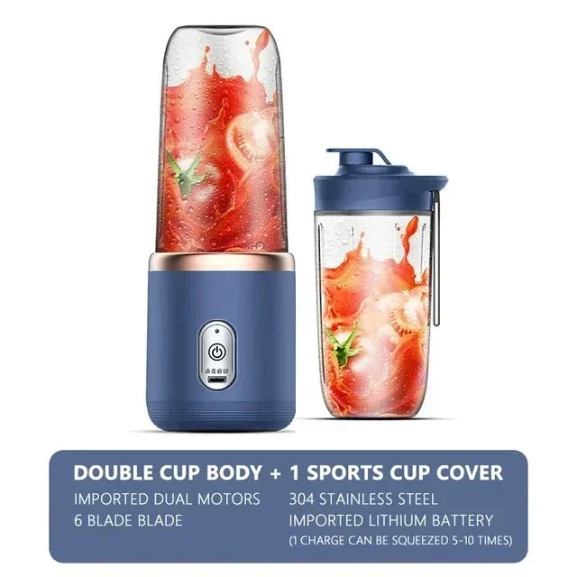 1/2 pc Blue/Pink Portable Small Electric Juicer Stainless Steel Blade Cup Juicer Fruit Automatic Smoothie Blender Kitchen Tool