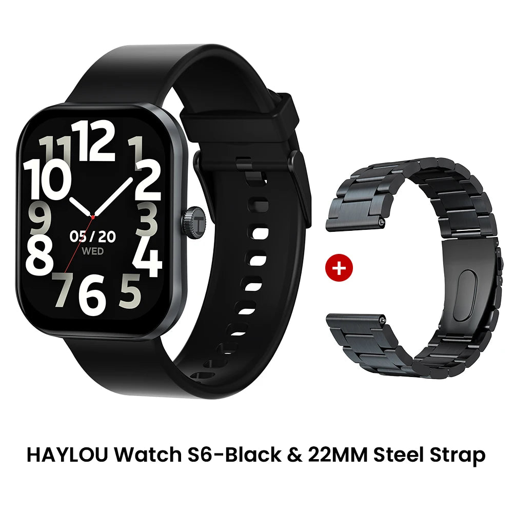 HAYLOU Watch S6 Smartwatch 2.01" HD Display Smart Watch Bluetooth Voice Callings IP68 Waterproof Fitness Tracking Smartwatch