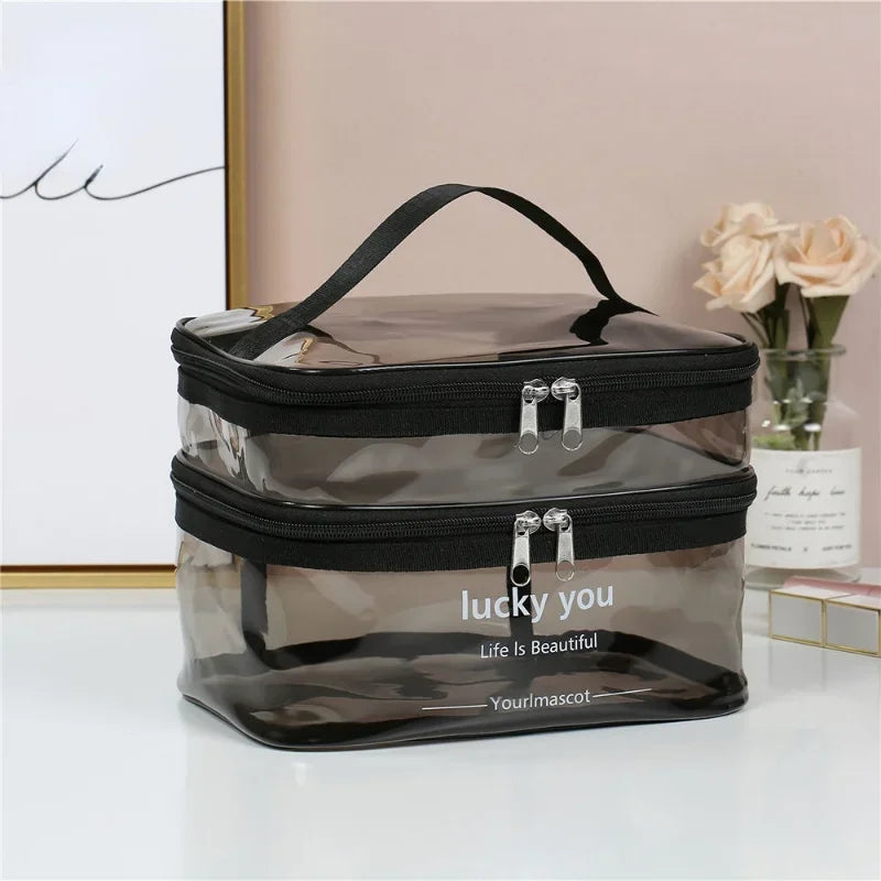 Waterproof Transparent PVC Bath Cosmetic Bag Women Make Up Case Travel Zipper Makeup Beauty Wash Organizer Toiletry Storage Kit