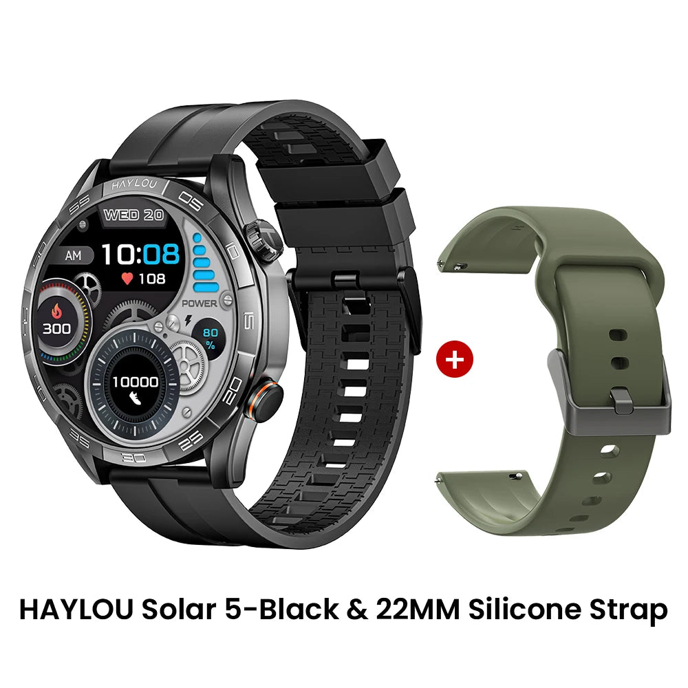 2025 HAYLOU Solar 5 Voice Calling Smartwatch 1.58'' AMOLED Display 60Hz Smart Watch 24H Health Monitoring Sports Smartwatch for