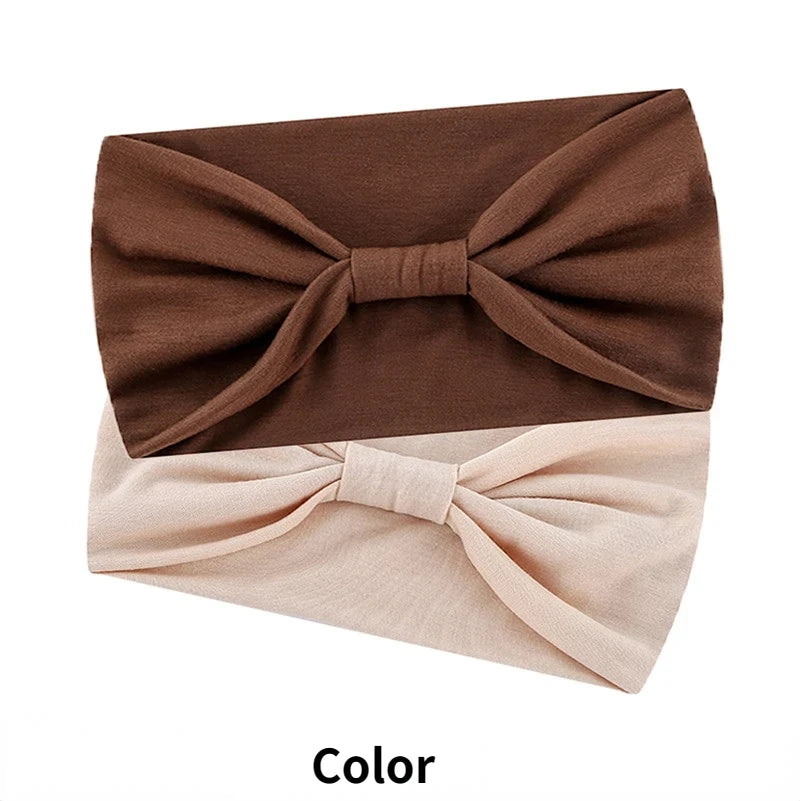 Solid Wide Headband Women Hair Accessories Bowknot Turbans Head Band Wash Face Make-up Sports Running Yoga Headbands