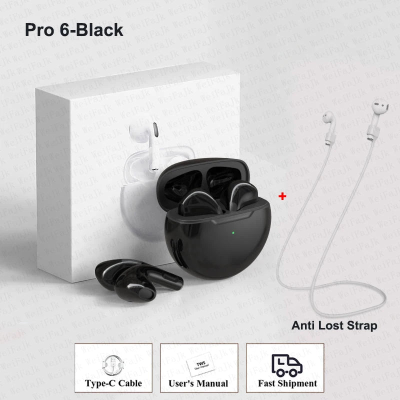 Original Air Pro 6 Pods TWS Max Wireless Bluetooth Earphones In Ear Earbuds Noise Cancelling Headset For Apple iPhone