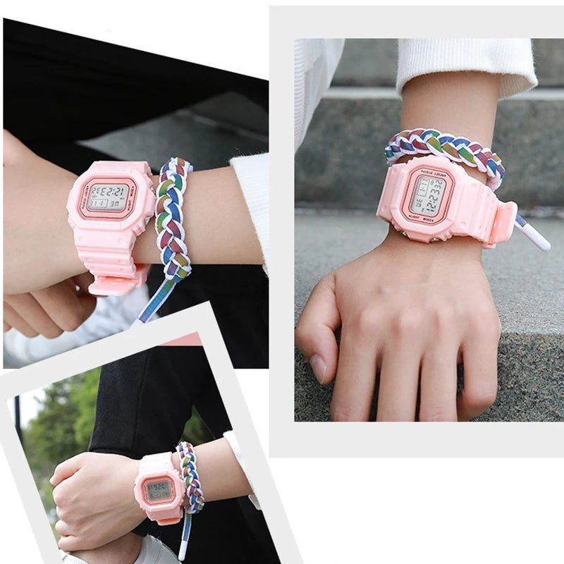 YIKAZE Sports Watch Boys Girls Student LED Electronic Watch Colorful Men Women Square Digital Watches Waterproof Rubber Clock