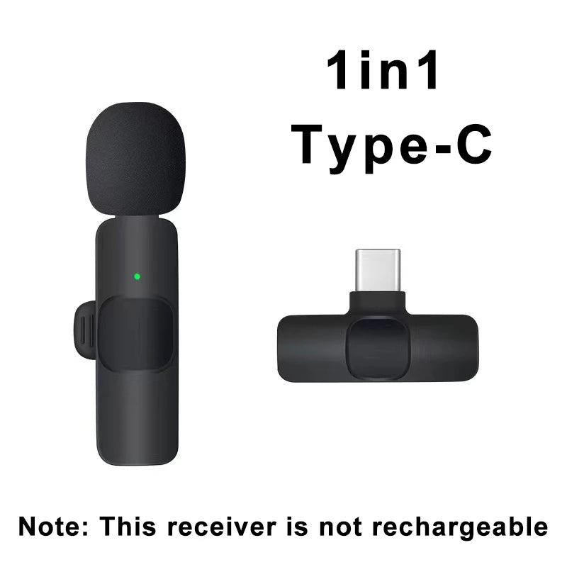 Wireless Lavalier Microphone Portable Audio Video Recording Mini Mic for iPhone Android Live Broadcast Gaming Phone Mic